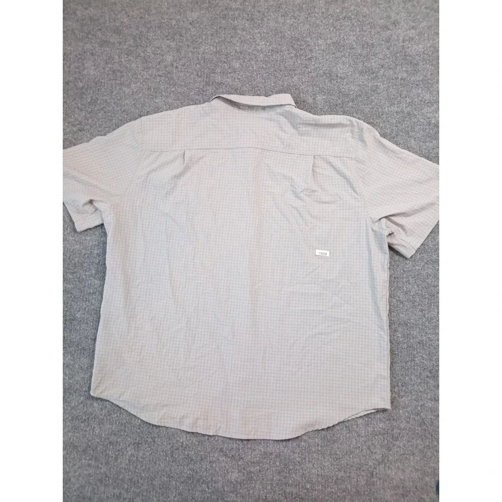 Orvis Men's Short Sleeve Button Front Fishing Shirt Beige Check Outdoor Hiking X